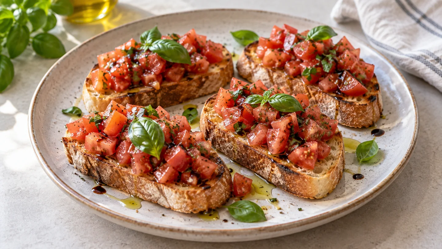 Bruschetta de Tomate e Manjericão